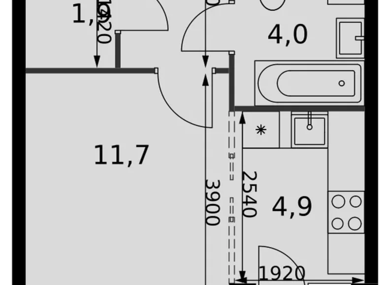 Студия 1 комната 27 м² Развилка, Россия