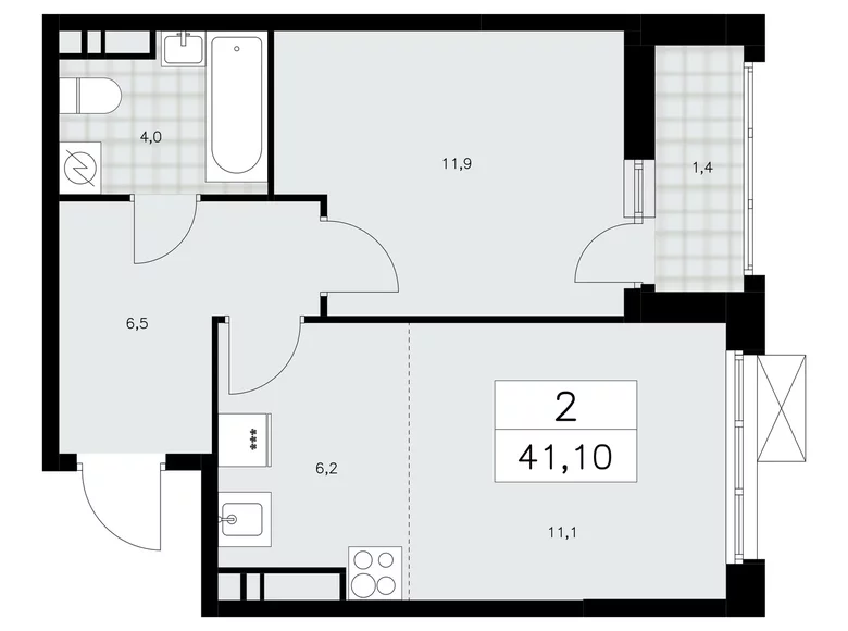 Wohnung 2 Zimmer 41 m² Moskau, Russland