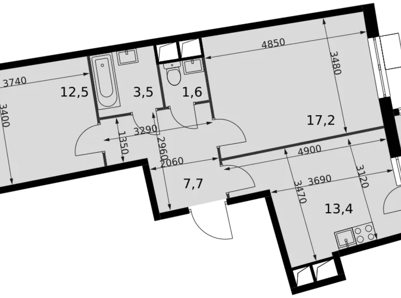 Apartamento 2 habitaciones 58 m² Razvilka, Rusia