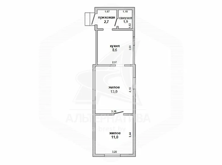 2 room apartment 37 m² Brest, Belarus