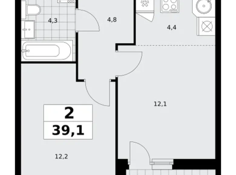 Wohnung 2 zimmer 39 m² poselenie Sosenskoe, Russland