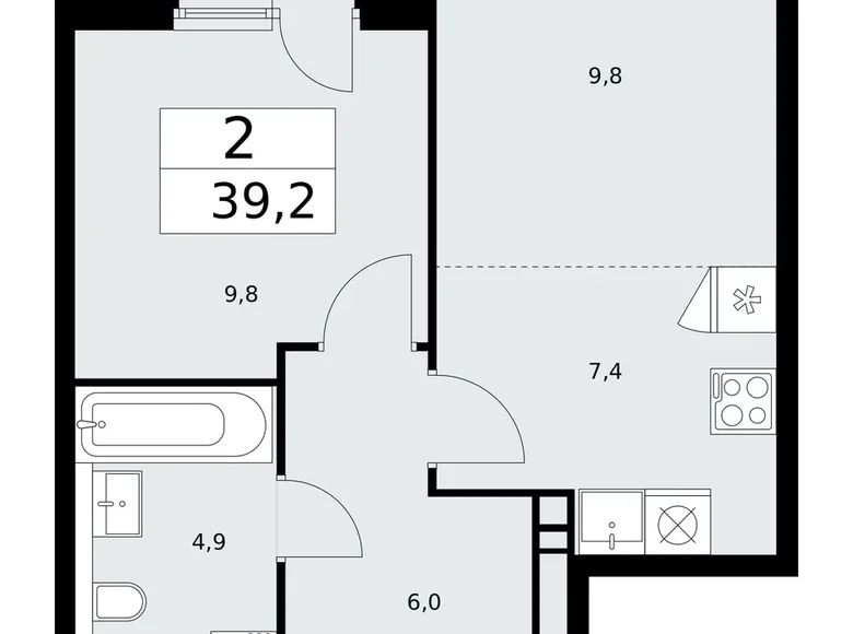 Mieszkanie 2 pokoi 39 m² poselenie Sosenskoe, Rosja