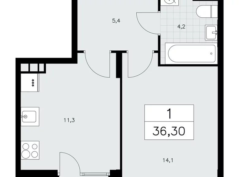 Mieszkanie 1 pokój 36 m² poselenie Sosenskoe, Rosja