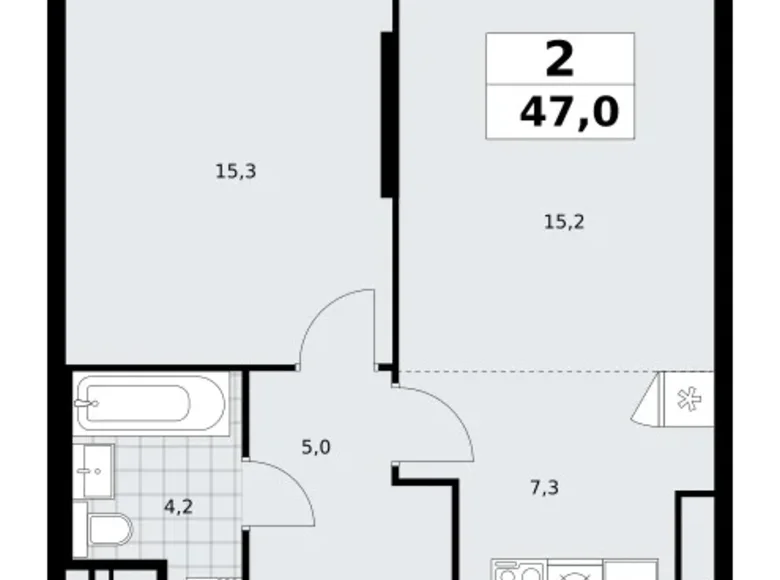 2 room apartment 47 m² poselenie Sosenskoe, Russia