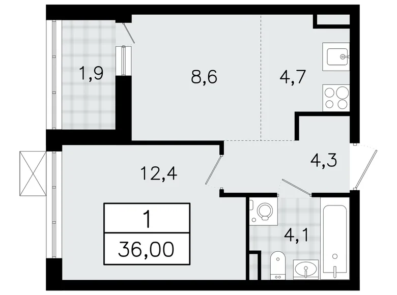 Wohnung 2 Zimmer 36 m² Wsewoloschsk, Russland