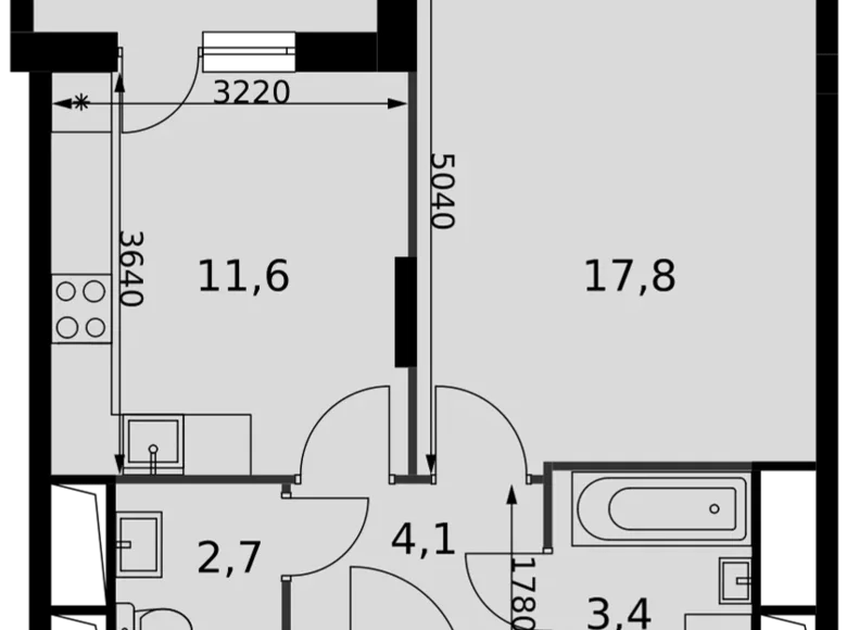 Квартира 1 комната 41 м² Развилка, Россия