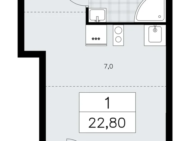 Квартира 1 комната 23 м² поселение Сосенское, Россия