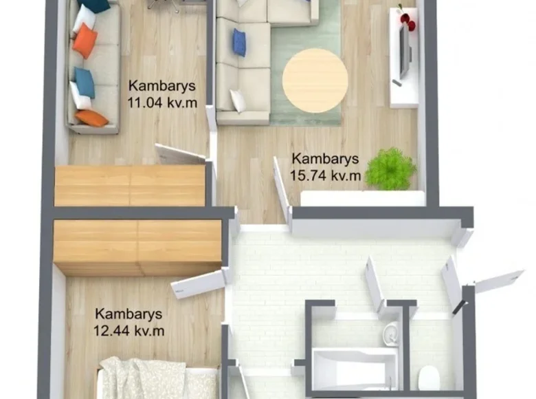 Apartamento 3 habitaciones 55 m² Klaipeda, Lituania