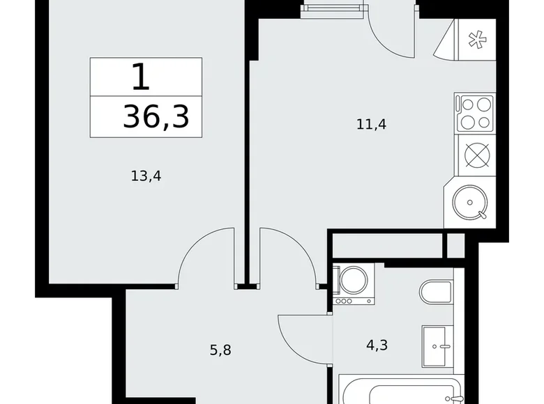 Appartement 1 chambre 36 m² poselenie Sosenskoe, Fédération de Russie