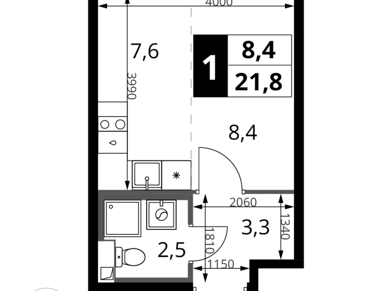 Kawalerka 1 pokój 22 m² Chimki, Rosja