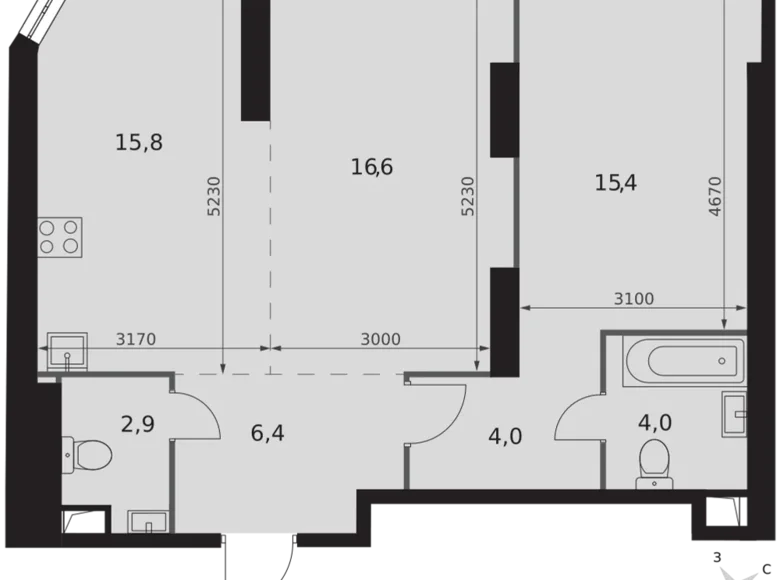 Apartamento 2 habitaciones 65 m² Konkovo District, Rusia