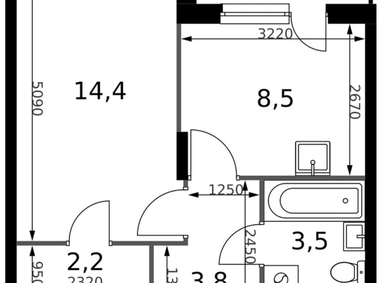 Mieszkanie 1 pokój 34 m² Sapronovo, Rosja