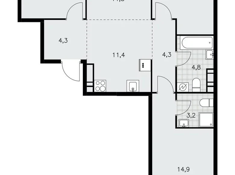 4 room apartment 81 m² Moscow, Russia