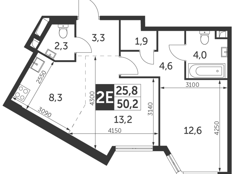 Appartement 2 chambres 50 m² Konkovo District, Fédération de Russie