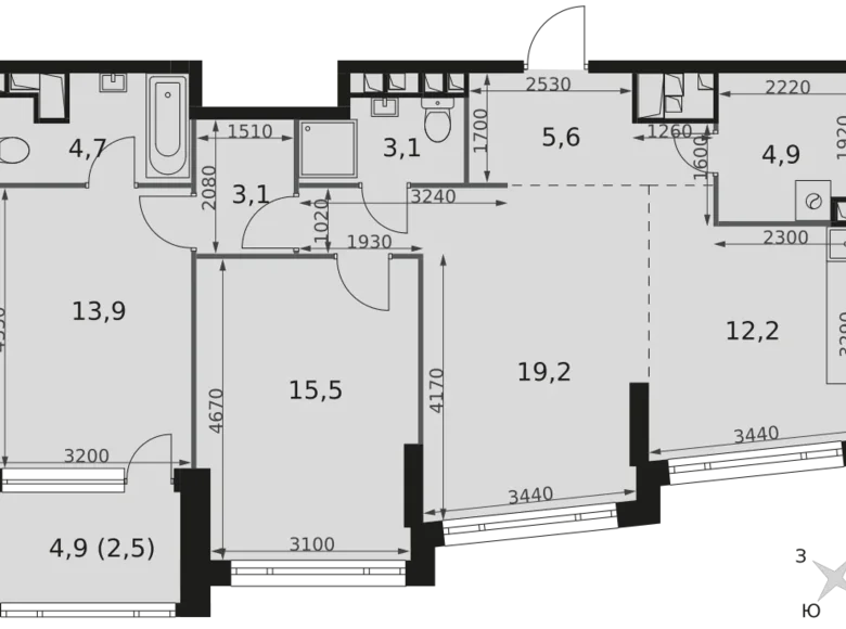 3 room apartment 85 m² Moscow, Russia