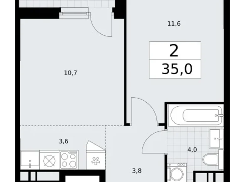 Wohnung 2 zimmer 35 m² Wnukowo, Russland