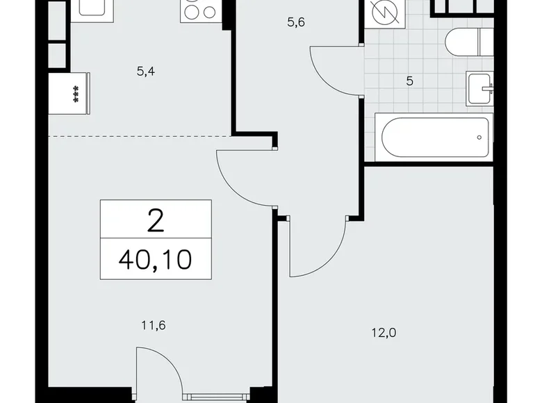 Wohnung 2 Zimmer 40 m² poselenie Sosenskoe, Russland