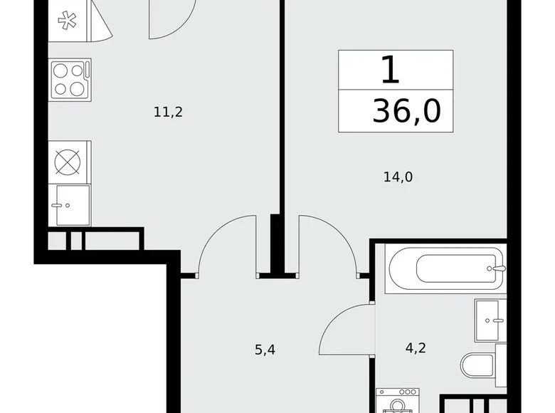 Appartement 1 chambre 36 m² poselenie Desenovskoe, Fédération de Russie