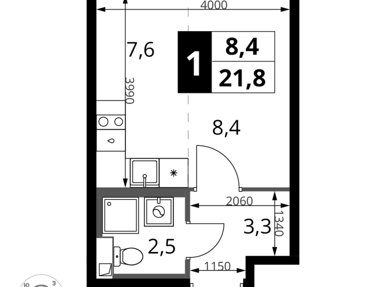 Studio 1 chambre 22 m² Khimki, Fédération de Russie