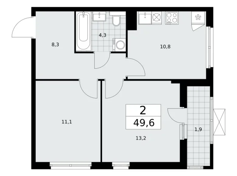 Wohnung 2 Zimmer 50 m² poselenie Sosenskoe, Russland