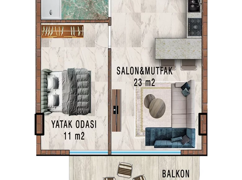 2 room apartment 45 m² Gazipasa, Turkey