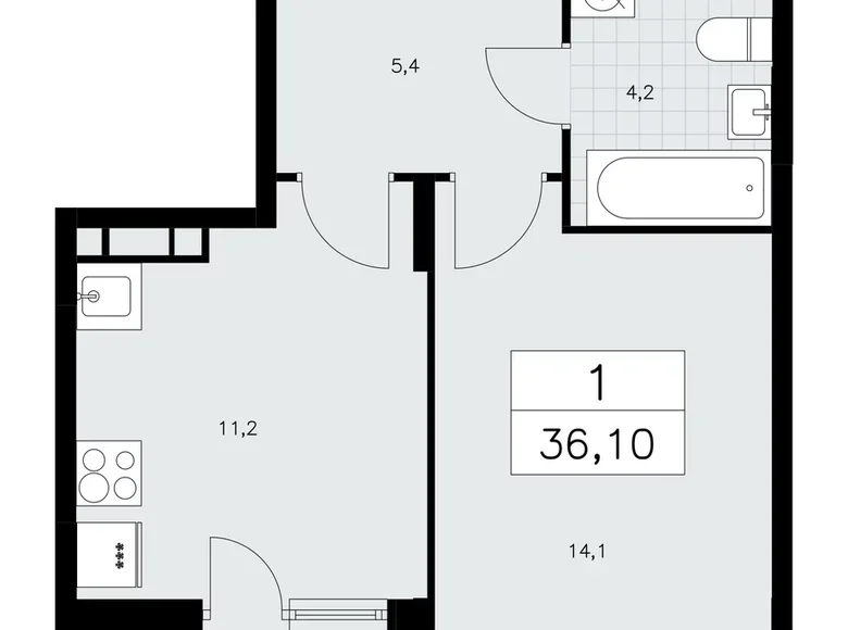 Mieszkanie 1 pokój 36 m² poselenie Sosenskoe, Rosja