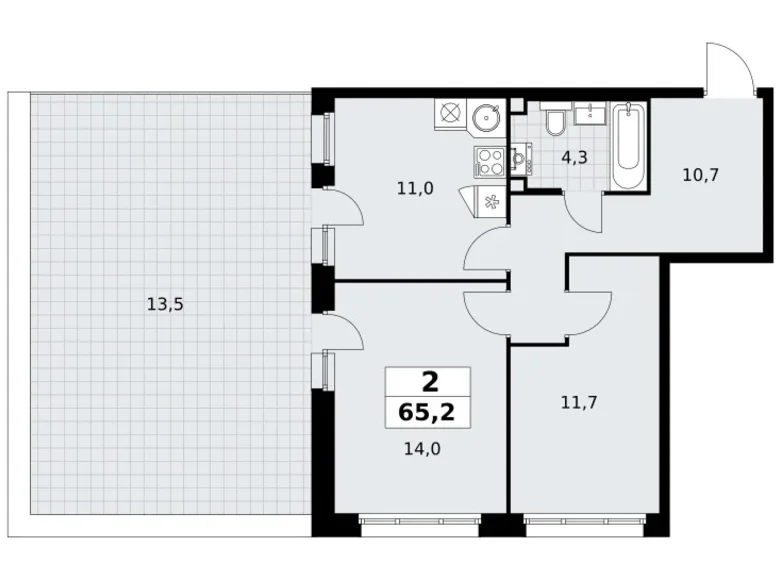 Квартира 2 комнаты 65 м² Postnikovo, Россия