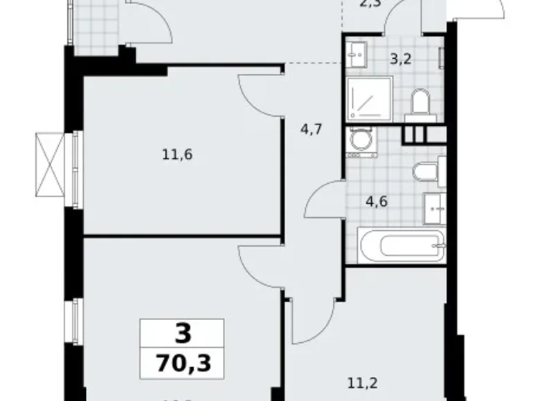 Квартира 3 комнаты 70 м² Юго-Западный административный округ, Россия