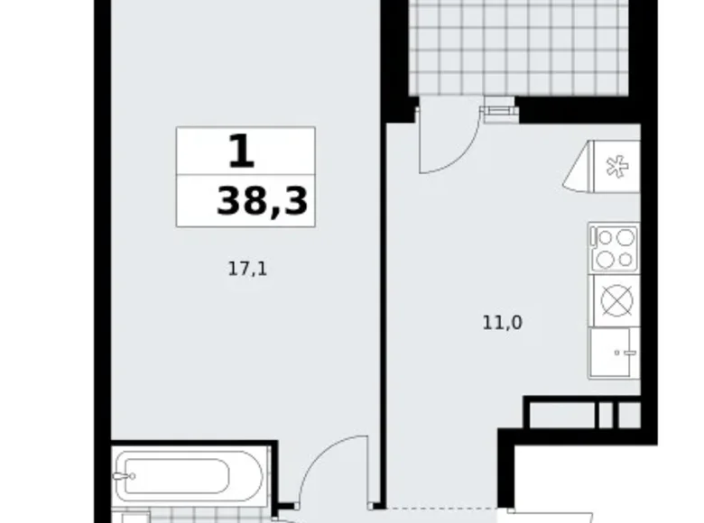 Wohnung 1 zimmer 38 m² poselenie Sosenskoe, Russland