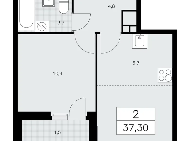 Mieszkanie 2 pokoi 37 m² poselenie Sosenskoe, Rosja