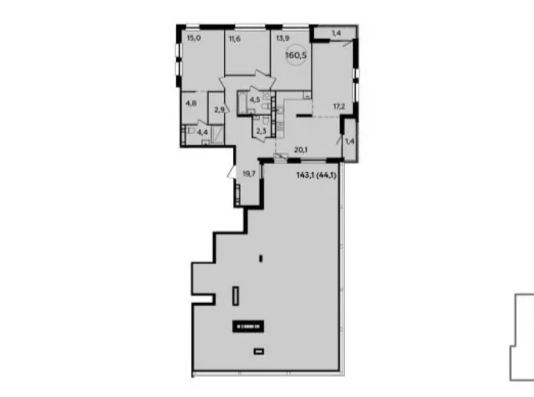 4 room apartment 161 m² South-Western Administrative Okrug, Russia