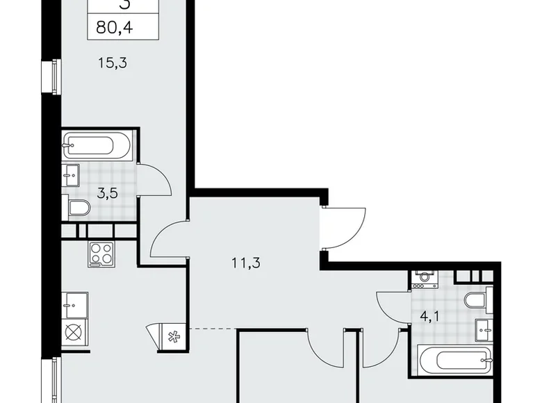 Квартира 3 комнаты 80 м² поселение Сосенское, Россия