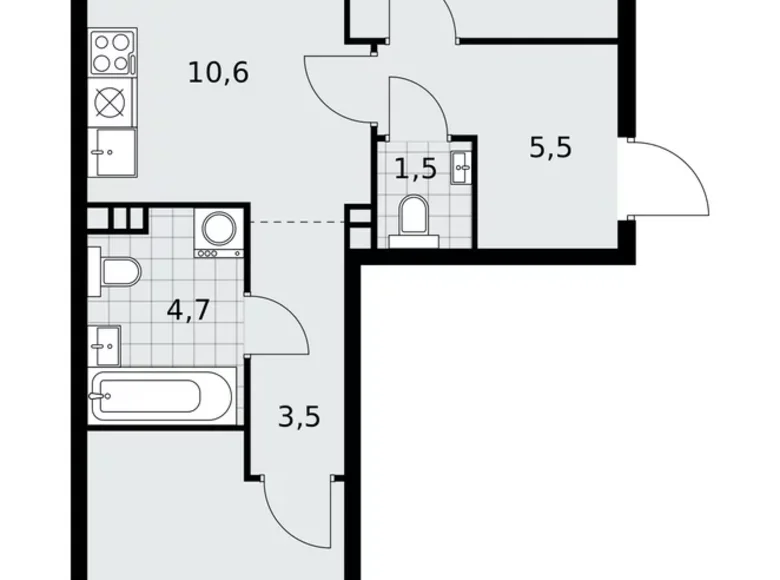 Wohnung 3 Zimmer 59 m² poselenie Sosenskoe, Russland