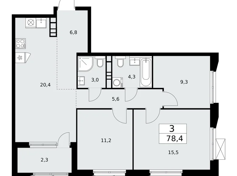 Apartamento 3 habitaciones 78 m² poselenie Sosenskoe, Rusia