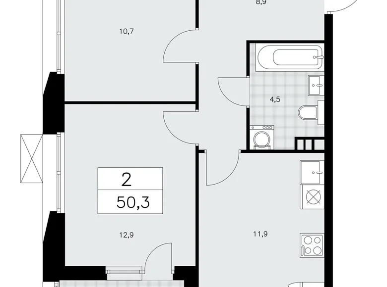 Квартира 2 комнаты 50 м² поселение Сосенское, Россия