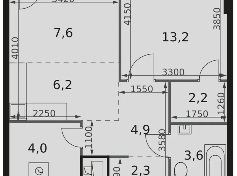 Mieszkanie 2 pokoi 46 m² Moskwa, Rosja