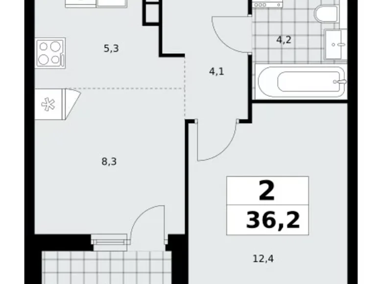 Wohnung 2 zimmer 36 m² Moskau, Russland