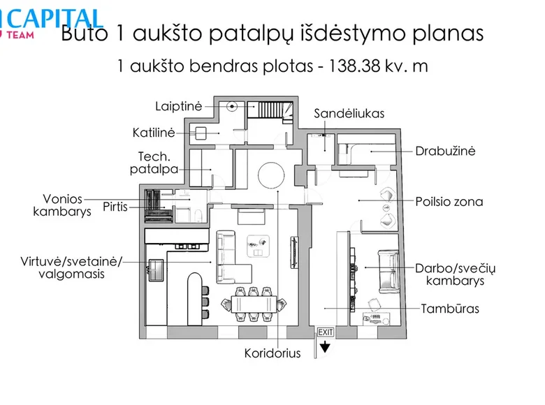 Apartamento 5 habitaciones 220 m² Vilna, Lituania