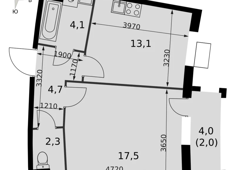 Wohnung 1 zimmer 43 m² Razvilka, Russland