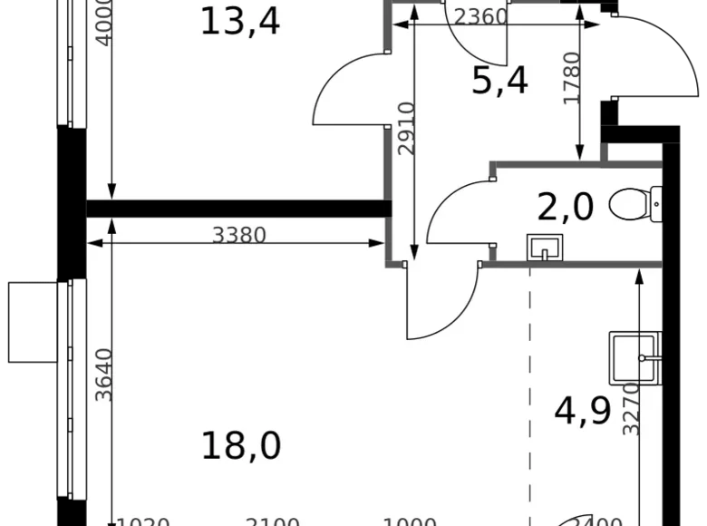 Квартира 2 комнаты 48 м² Сапроново, Россия