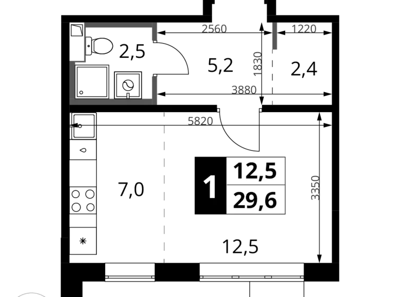 Studio 1 chambre 30 m² Khimki, Fédération de Russie