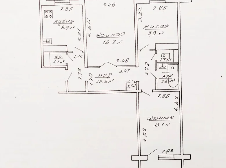 Appartement 3 chambres 67 m² Minsk, Bélarus