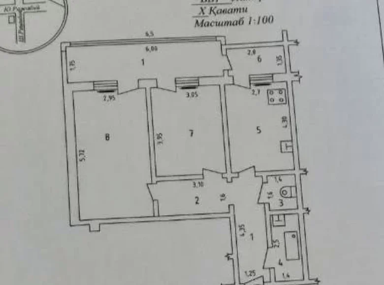 Kvartira 3 xonalar 78 m² Toshkentda