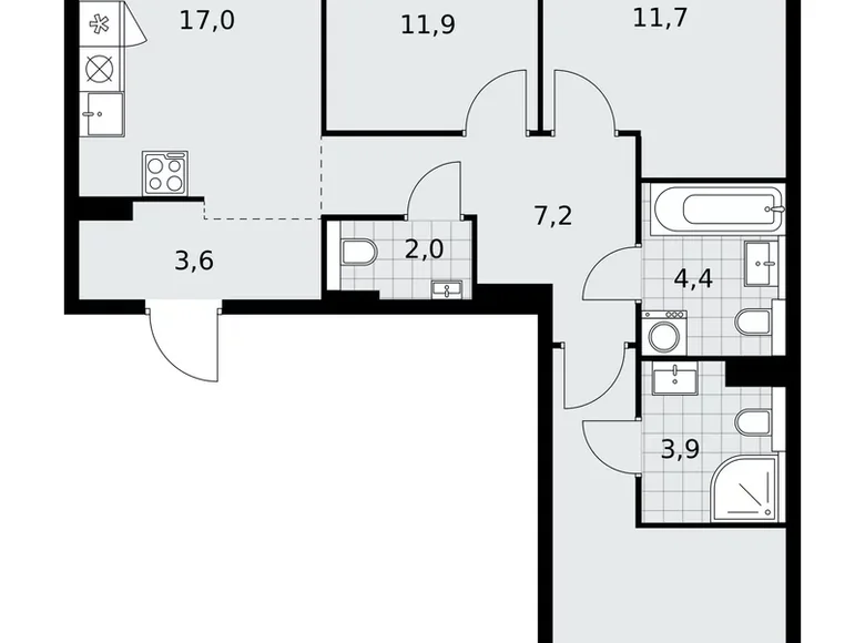 Квартира 3 комнаты 78 м² поселение Сосенское, Россия