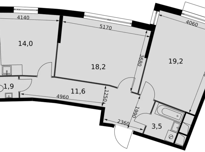 2 room apartment 69 m² Razvilka, Russia