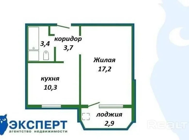 Mieszkanie 1 pokój 35 m² Lyasny, Białoruś