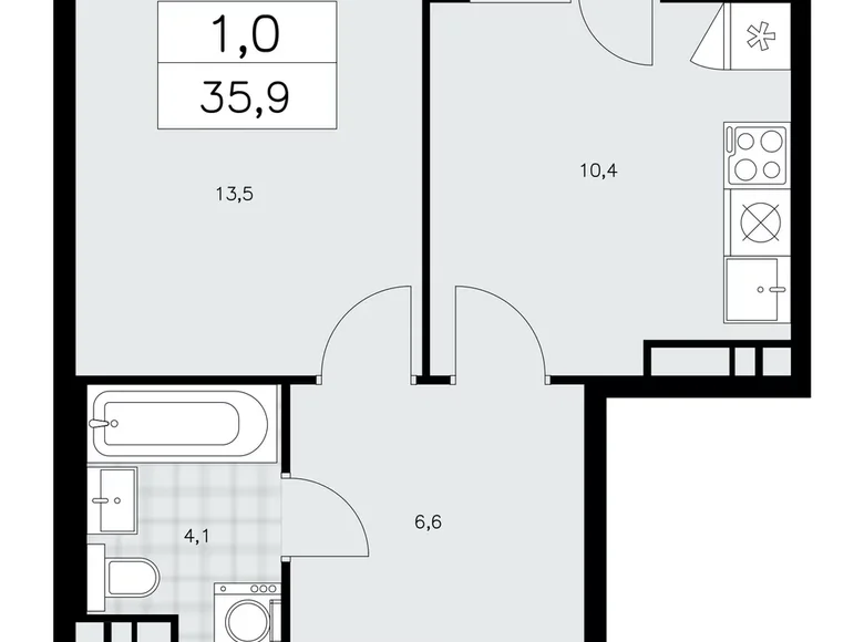 Квартира 1 комната 36 м² поселение Сосенское, Россия