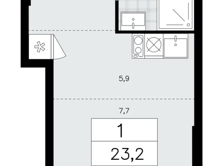 Wohnung 1 Zimmer 23 m² poselenie Sosenskoe, Russland