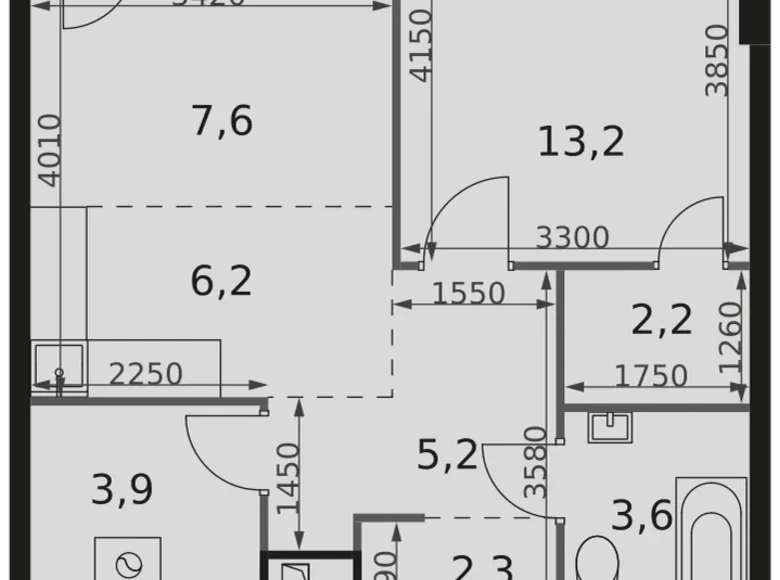 Wohnung 2 zimmer 46 m² Moskau, Russland