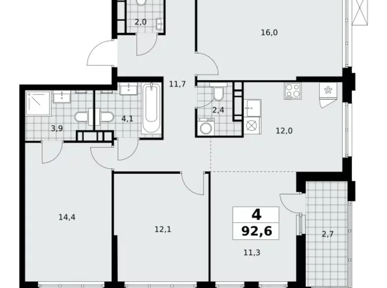 Apartamento 4 habitaciones 93 m² Moscú, Rusia